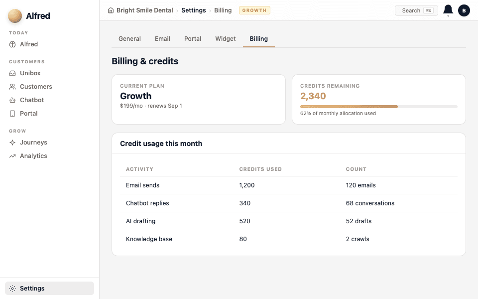 Check your usage — screenshot