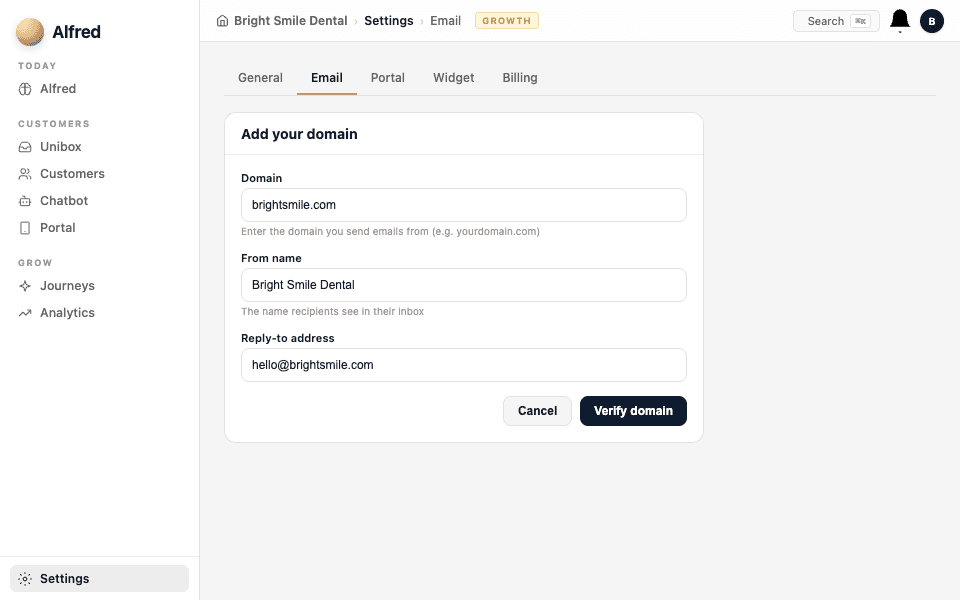 Enter your domain — screenshot