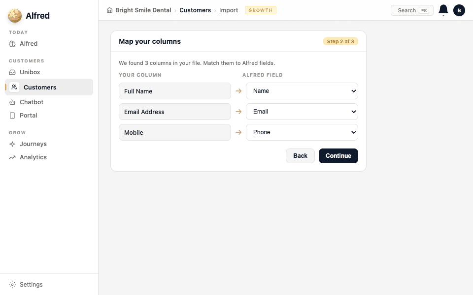 Map your columns — screenshot