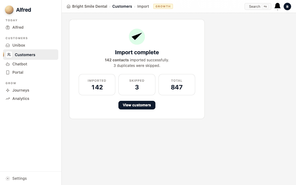 Confirm and import — screenshot