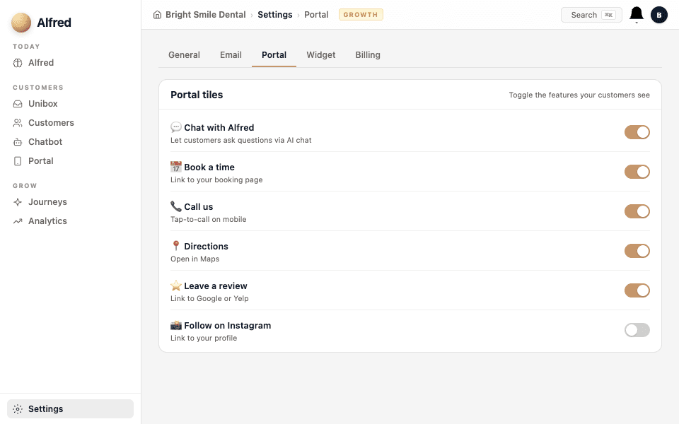 Configure your tiles — screenshot