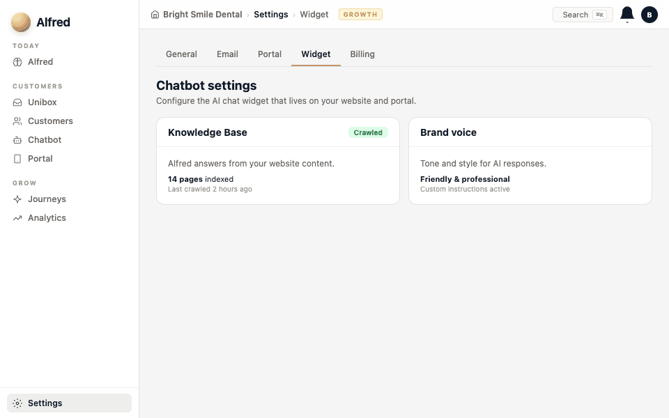 Open Widget settings — screenshot