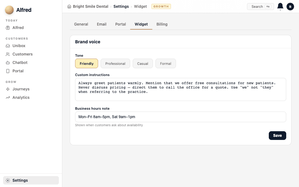 Set your brand voice — screenshot