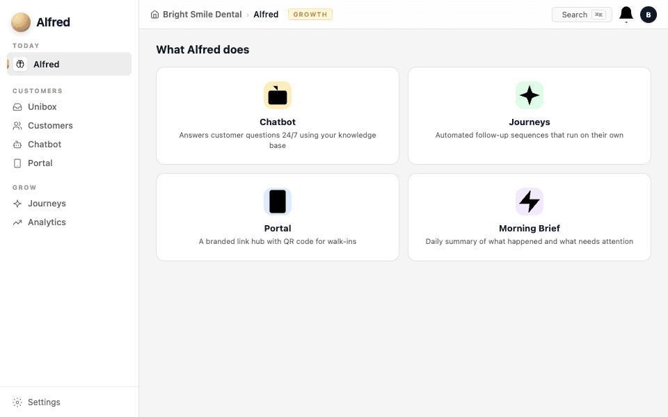 The four things Alfred does — screenshot